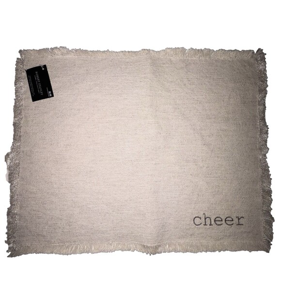 ROBERT STANLEY Holiday Christmas Placemats Set Of 3 Jingle Jolly Cheers Neutral - Picture 4 of 10